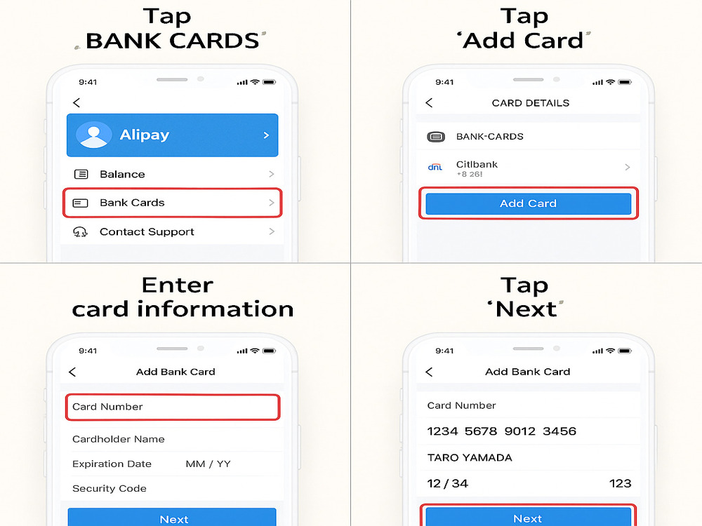 Alipay設定画面イメージ図