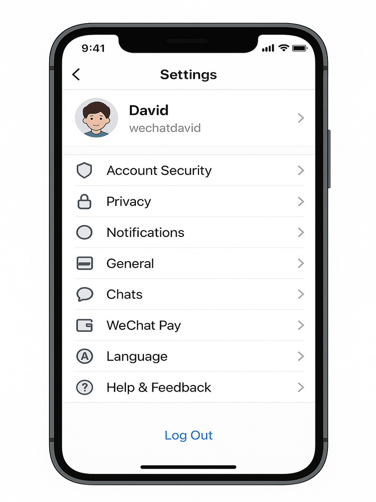 WeChat　設定画面のイメージ図