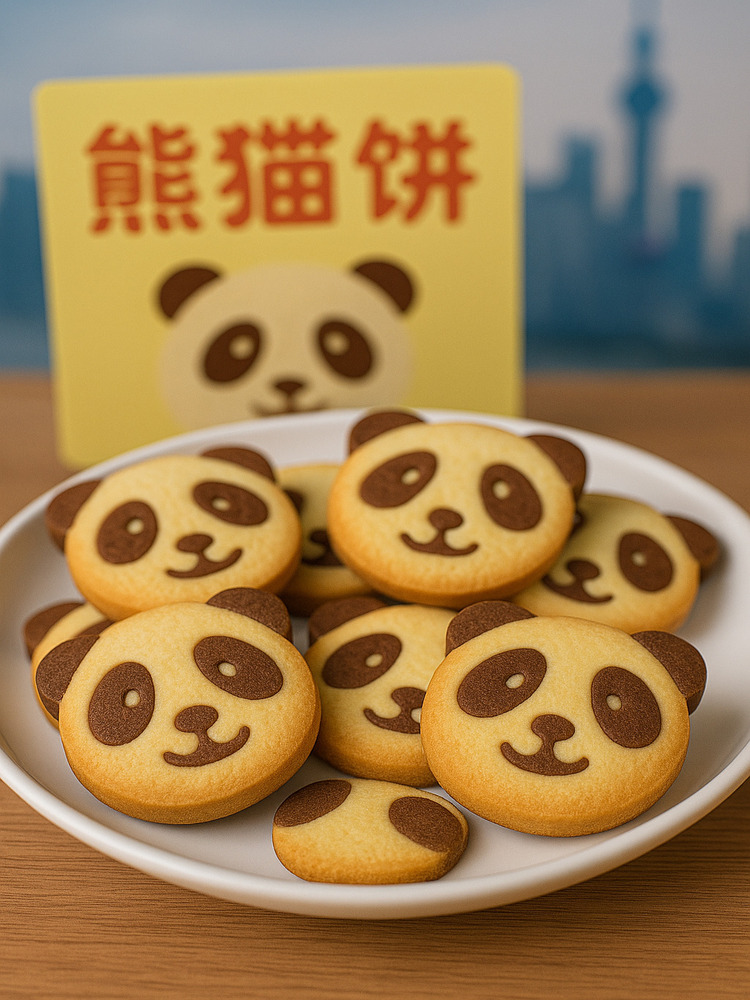 上海土産 不動の人気のパンダクッキー。パンダの顔や全身をかたどったものがある。