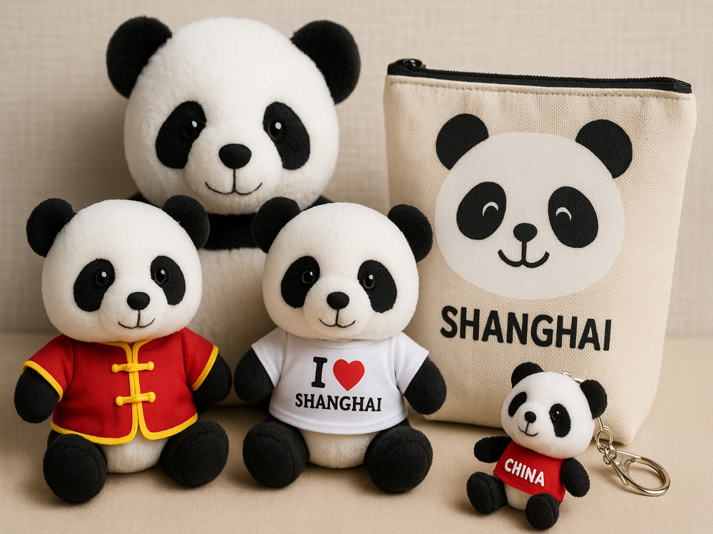 上海土産 パンダグッズチャイナ服を着たぬいぐるみがかわいい!