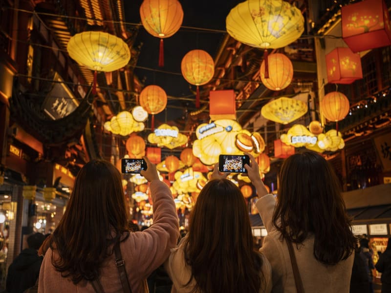 上海豫園ランタン豫園商城の天井からつるされたランタン