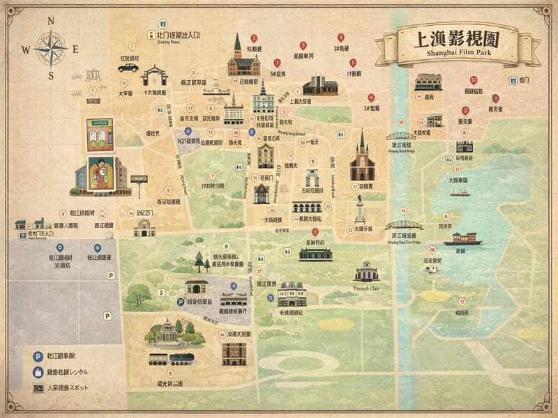 上海影視楽園 園内のイメージMAP