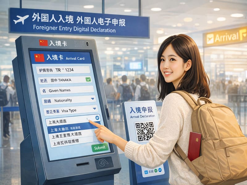 上海空港　入国審査タッチパネルのイメージ画像