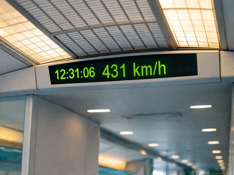 上海リニアモーターカーの速度を示す車内モニターのイメージ画像